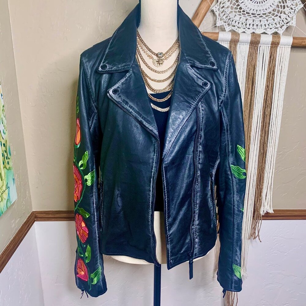 Free People X Mauritius Crissy 100% Leather Fringe Jacket NWT XL SOLD OUT STYLE! - Picture 4 of 16